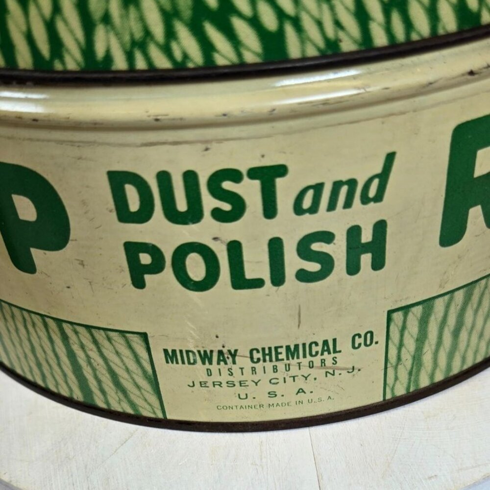 VTG Collectible tin Radiant Dust Mop Polish Tin Jersey City, NJ USA Green - Picture 5 of 11